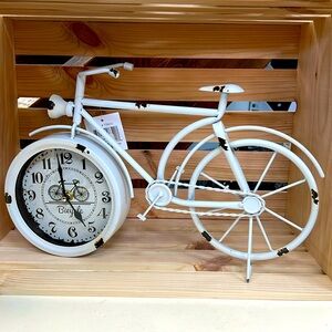Vintage Bicycle Clock in White